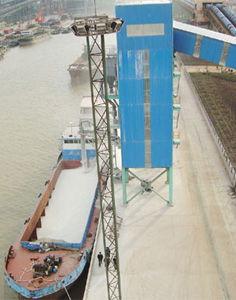 SZC-7500Y型摇臂式散装水泥装船机可用于建材、电力、冶金、煤炭以及化工等其它行业的无腐蚀、低研磨性粉状物料的装船作业。
